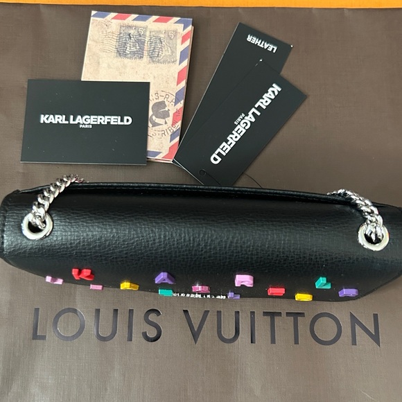 NWT KARL LAGERFELD PARISKosette Shoulder Bag   BLACK w color letters - Picture 13 of 13
